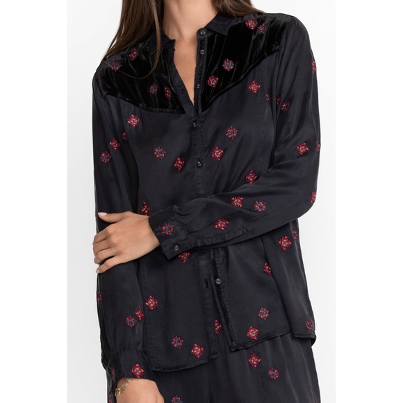 Johnny Was, Workshop, Maxine Western Embroidered Seamed Long Sleeve Shirt - Picture 7 of 16